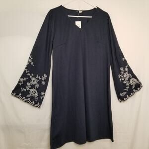 NWT's - Cato Women's Career Casual Navy A-Line Bell Long Sleeves V-Neck Size M